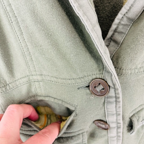 Free PEOPLE OLIVE GREEN THREE BUTTON BLAZER JACKET - Picture 4 of 8